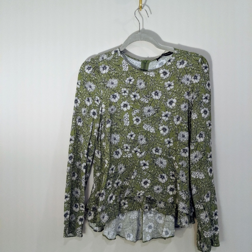 Zara Long Sleeve Peplum Floral Top